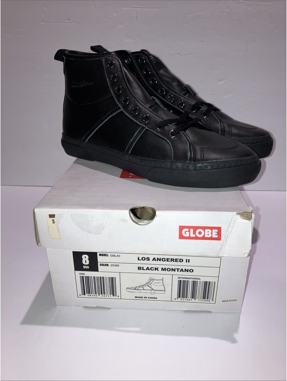 Globe Men's Los Angered II Skate Shoe Black Montano Men’s 8 US NEW